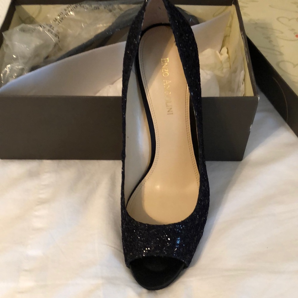 Black glitter heels